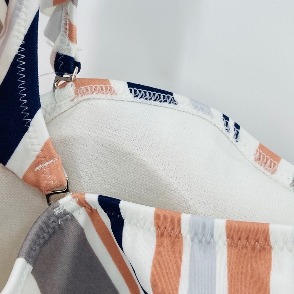 Nwt Adore Me Burnt Orange White Stripe Bandeau Bikini Swim Suit Medium Large — image 4 of 8